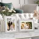 KINLINK 5x7 Picture Frame Light Grey Set of 4, Wooden Photo Frames Matted 4x6 with Plexiglass for 4x6 with Mat or 5x7 without Mat for Table and Wall Display