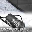 Waterproof Outdoor Blanket 82X 55 Packable, Stadium Blankets for Camping with Sherpa Fleece Lining, Large Windproof Emergency Throw for Garss Picnic Hiking Road Trip, Machine Washable, Black 300GSM