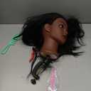 Yiifiulyn Black Mannequin Head with Hair for Braiding, Cosmetology Training Doll Head for Styling Practice  21 Inches Layered Prestreched Hair Manneuiqn Head with Stand