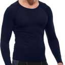 Men's Compression Shirts Long Sleeve Athletic Workout T-Shirt Running Cool Dry Tops Active Base Layer Undershirts (Blue)