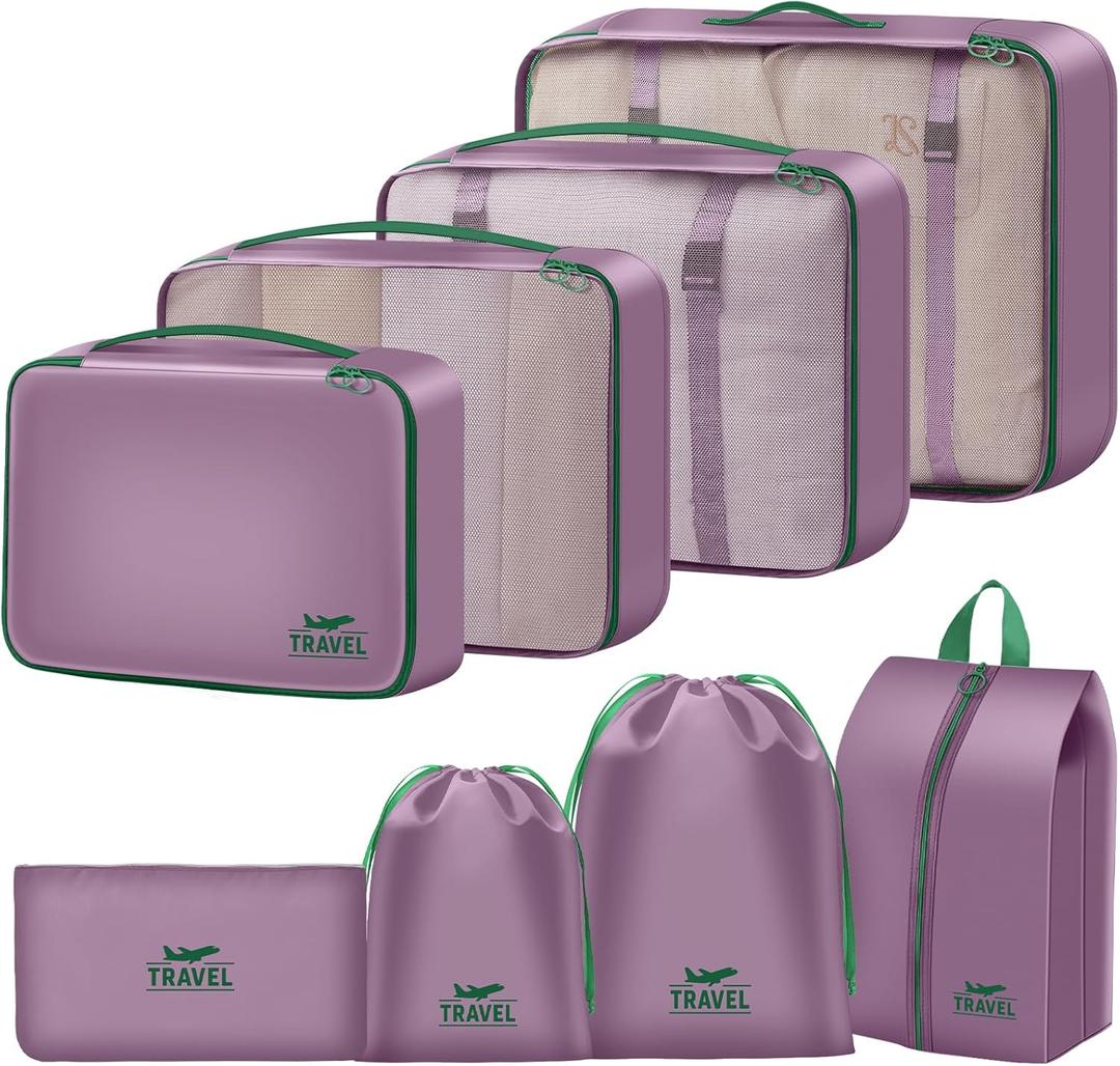 8 Set Packing Cubes for Travel Suitcase Organizer Bags Luggage Packing Cubes Set Travel Essentials Accessories Gifts for Women (Upgrade-Purple)