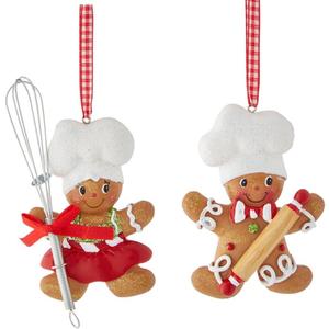 Gingerbread Boy & Girl Baker Christmas Ornament  Personalized or Non-Personalized Holiday Ornament | Cute Gingerbread Cookie Tree Decoration, Kitchen Baker Gift, Holiday Keepsake Dcor