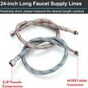 Midanya 24-Inch Long Faucet Water Supply Lines, Braided Stainless Steel Supply Hose 3/8-Inch Female Compression Thread x M10 Male Connector, x 2 Pcs (1 Pair)