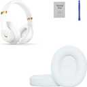 Replacement Ear Pads - Compatible with Studio 2 & Studio 3 Headphones, Soft Protein Leather,Premium Noise Cancelling Earpads, Durable & Comfortable Ear Cushions (Studio 3-White)