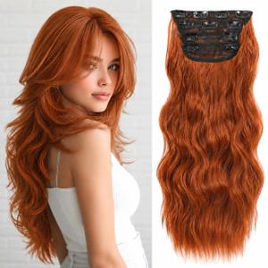 4PCS Clip in Hair Extensions 22 Inch Long Wavy Synthetic Hair