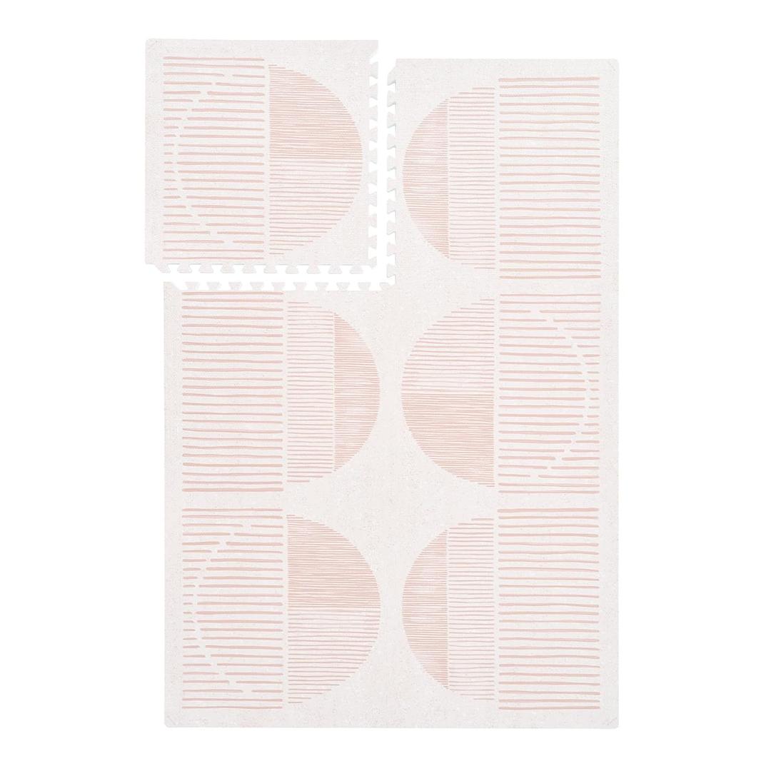 PopsyKosy Premium Baby Floor Play Mat - Extra Thick & Cushioned 1 inch Playroom Foam Mat, Non-Toxic Odorless - 6 Tiles - Spacious 6x4 ft. - Stylish & Large, Waterproof for Kids & Toddlers - Cream Pink