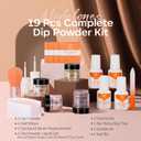 Modelones Nude Dip Powder Nail Kit, 4 Colors Brown Gold Glitter Dipping Starter Set with Liquid and Complete Accessories for French Nails Art Salon DIY at Home Manicure