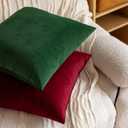 FEVERQIYI 18x18 Velvet Pillow Covers Set of 4 Christmas Green Decorative Square Throw Pillowcase Soft Solid Cushion Covers for Bedroom Living Room Outdoor Indoor Decoration
