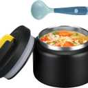 MAISON HUIS 8oz Soup Thermo Wide Mouth Vacuum Insulated Stainless Steel Food Jar, Leak Proof for Hot & Cold Food, Kids Lunch Container for School & Travel (Black)