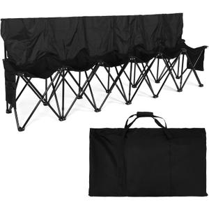 Kigley 6 Seats Folding Soccer Bench Chair Portable Team Sports Sideline Bench for Football Camp Travel Events Outdoor Seating with Storage Bag (Black)