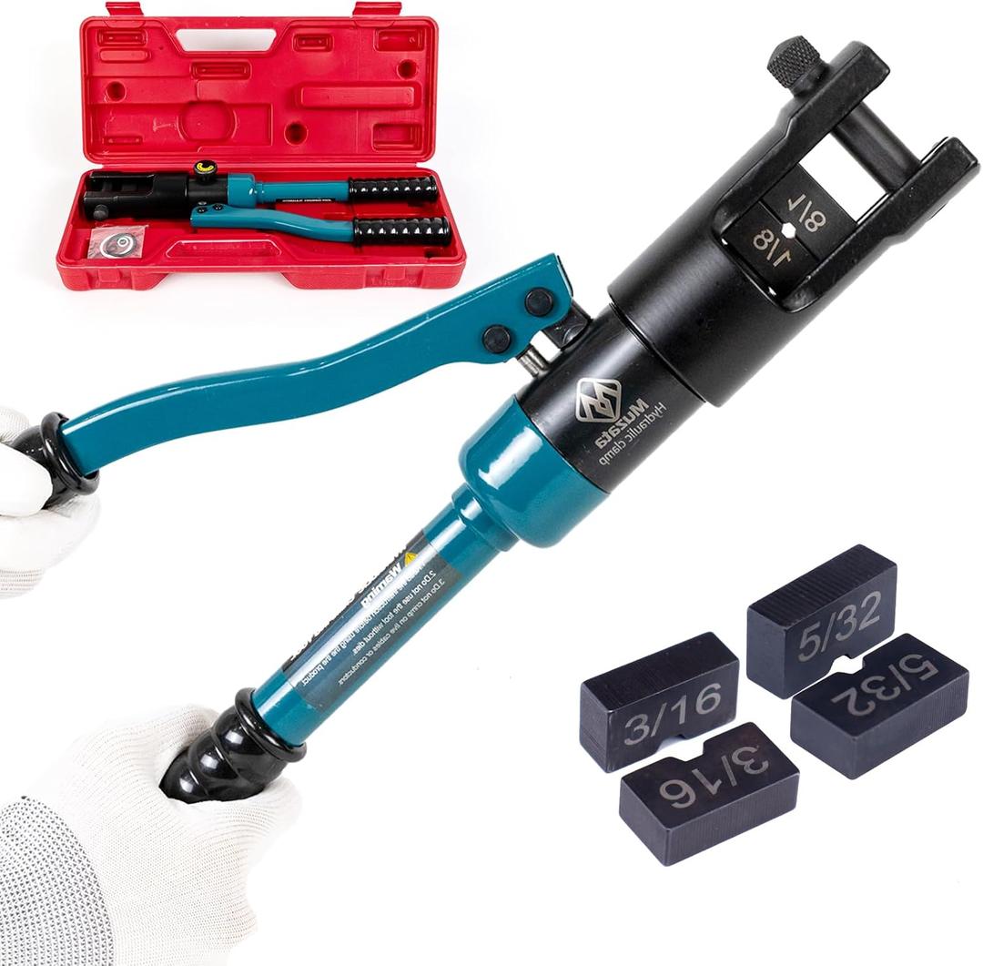 Muzata Upgraded Custom Cable Railing Crimping Tool Hydraulic Crimper Hydraulic Crimping Tool for 1/8" 5/32" 3/16" Stainless Steel Cable Railing Kit Wire Rope Swaging Kit CT01