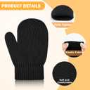 ONESING 12 Pairs Toddler Mittens Kids Knit Warm Mittens Children Solid Winter Gloves for Baby Girls Boys Black Grey White Kakki 4-6