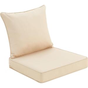 Outdoor Patio Chair Cushions 19x19 Inch, Waterproof Cushions for Deep Seat Patio Furniture, Replacement Cushion for Outdoor Furniture (Beige)
