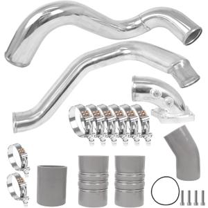 Turbo Intercooler kit Pipe Boot and Intake Elbow for 2003-2007 Ford F250 F350 F450 F550 Super Duty Intercooler Pipe Boot kit 6.0L Powerstroke Diesel-Silver