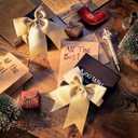 King Will Black Gift Box Set for Thanksgiving, Christmas, Birthday, 6.9''x4.2''x0.7'' Packaging Box with Greeting Card and Gold Weft Ribbon Bow Tie