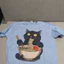 Women's Funny Cat Eating Noodles Cute Cat Men Women T-Shirt M