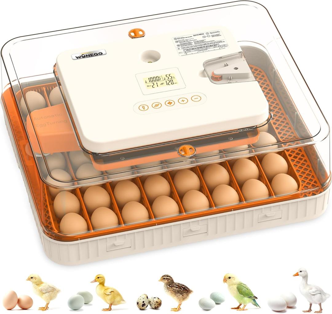 Incubator for Hatching Eggs, 56 Eggs Incubator with Automatic Egg Turning and Humidity Control, Auto Temperature Control, LED Egg Candler, Hatch Days Setting, for Chicken, Duck, Goose, Quail, Parrot