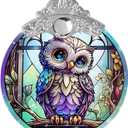 Jocidea Owl Stained Glass Suncatcher and Christmas Ornament - Holidays Decor for Owl Lovers