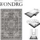 8x10 Washable Area Rug Black Grey Vintage Non Slip Soft Medium Pile Rug for Living Room Bedroom Dining Room Office Distressed Oriental Indoor Large Throw Carpet for Home Decor