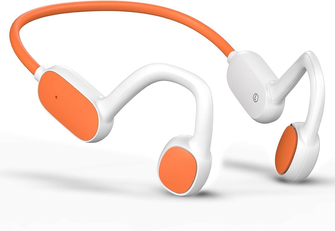 Mehomeli Kids Headphones, Bluetooth 5.2 Air Conduction Open Ear Headphones, 85dB Volume Limiting, Stereo Sound with Mic, IPX5 Waterproof, 20H Playtime, Perfect for School and Outdoor Activities-White