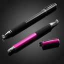 MEKO(2 Pcs)[2 in 1 Precision Series] Disc Stylus/Styli for All Touch Screen Devices Bundle with 4 Replaceable Disc Tips, 2 Replaceable Fiber Tips - (Black/Pink)