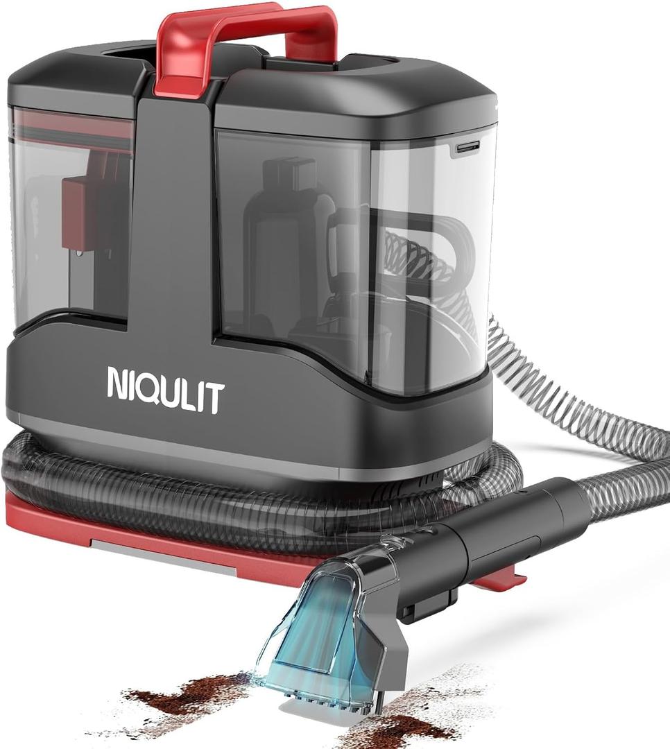 Portable Carpet Cleaner - Strong Suction for Rug, Couch, Car, Pet Stain, Furniture Cleaner for Home (Bright Black)