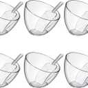 Hoolerry 12 Pcs Serving Bowls Kit Include Clear Plastic Bowls for Parties and Popcorn Measuring Scoops Acrylic Plastic Kitchen Angled Candy Scoops for Office Canister Salad Cooking (25 oz)