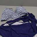 Daci Women Plus Size Two Piece Bikini Halter Swimsuits High Waisted SwimwearTummy Control Bathing Suits Blue Stripe 20w