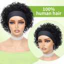 INSTASTYLE Headband Wig Human Hair Wigs for Black Women Short Curly Human Hair Put on and Go Glueless Wig Natural Black Curly Headband Wigs 8inch