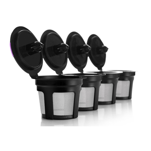 4 Pack Reusable K Cups for Keurig Coffee Makers – BPA-Free Refillable Coffee Pods, 4 Black – Compatible with Keurig Brewers