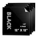 Black Acrylic Sheets 12" x 12", 1/8" Thick, 4-Pack