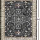 Hazo Haus Boho Dining Room Rugs for Under Table - 7x9 Washable Black Area Rug for Living Room, Low Pile Non-Slip Rugs for Bedroom Under Bed - Charming Farmhouse Decor & Stain Resistance - Black/Multi