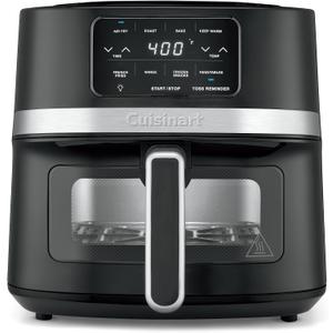 Cuisinart Air Fryer, 4.5-Quart Basket Fryer with 4 Cooking Functions to Air Fry, Roast, Bake, and Keep Warm, 4 Airfryer Presets, Dishwasher-Safe Parts, AIR-160NAS, Stainless Steel & Black, 4.5 Qt. Window