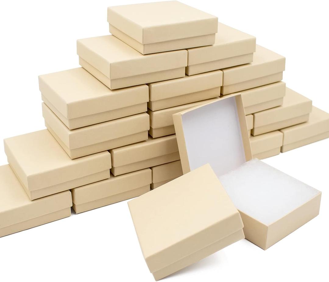 Cardboard Jewelry Brown Gift Boxes 20 Pack3.5×3.5×1 inches, its apply to displaying necklaces, rings, bracelets, earrings
