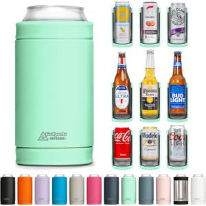 DUALIE 3 in 1 Insulated Can Cooler - 15+ Colors - Universal Size for 12 oz Cans, Slim Cans, and Bottles (Seafoam)