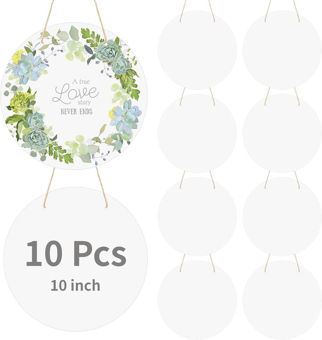 10 PCS Aluminum Sublimation Door Hanging Disc Signs, 10 Inches Unfinished Blank Sign Door Hanger, Sublimation Ornament Blanks Decorative Signs, Blank Decorations Sublimation Metal Sign