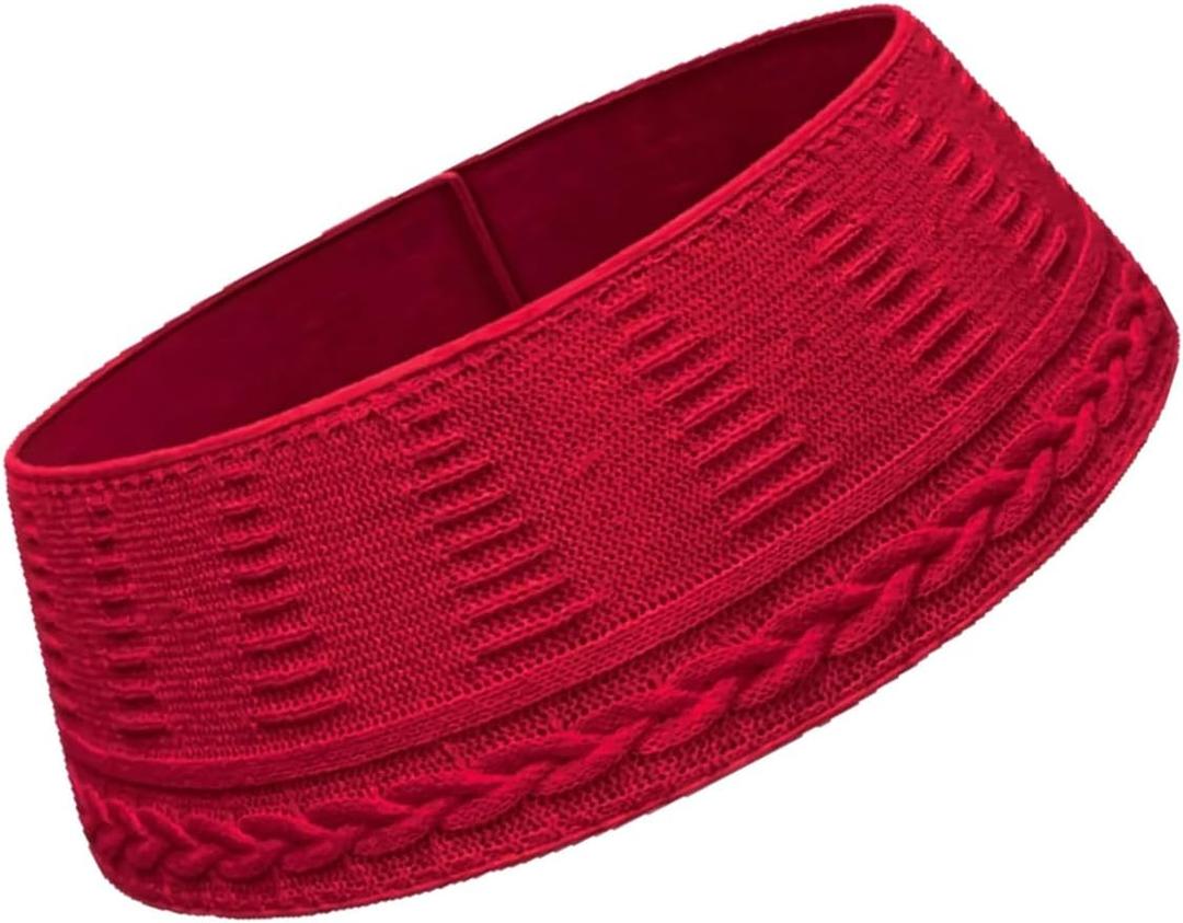 Knitted Christmas Tree Skirt 28Inch Snowflake Design Machine Washable Base Cover for Holiday Decoration (Red)