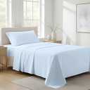 100% Organic Cotton Sheets Twin Size - Organic Cotton Twin Size Percale Weave Sheet Set (4 PC, Light Blue), Soft, Cooling, Crisp & Breathable, 16" Deep Pocket Hotel Quality Bedding Set