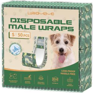 Dog Diapers Male,50 Count Small Male Dog Diapers Disposable for Doggie & Puppy,Ultra Absorbent Male Dog Wraps,Belly Bands for Male Dogs with Wetness Indicator(S Same as Other Brands' XS)
