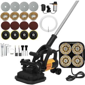 4-Head Concrete Grinder Machine with Handle & Auxiliary Wheels3800W Floor Grinder For Concrete with 6-Speed Control & Dust Collection Cover, Floor Grinder for Grinding Concrete Deck Marble Granite