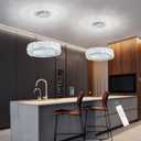 Modern Chandelier for Dining Room Dimmable LED Pendant Lights for Kitchen Island Lighting Silver Ring Crystal Chandeliers for Bedroom Entrance Living Room, Ring 12"