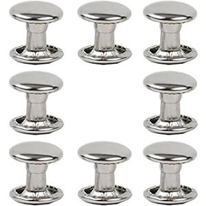 300sets Stainless Steel Leather Rivets Double Cap Rivet Tubular Metal Studs Repairs Decoration Craft Accessories for Leather Craft Clothes Shoes Bags Belts (8mm Silver)