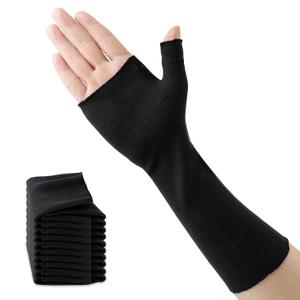Velpeau Hand Socks for Splint (Pack of 10), Elastic Cotton Stockinette Tubing for Arm, Wrist Brace with Thumb Spica Liner, Gauze Sleeve, Under Cast Wrap, Arm Cover for Men and Women (Black, Firm Version, S), Small