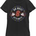 Disney Characters Oh Boy Mickey 8 Girl's Solid Crew Tee (Black), Small