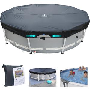 SIHAIAN 25 Ft Pool Cover, Quick Installation and Removal Above Ground Pool Cover, One-Piece Round Pool Cover, Waterproof, Preventing Waterlogging, UV and Weather Resistant Solar Swimming Pool Cover (Black)