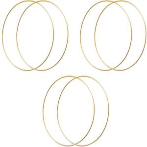 HOHIYA 12 Metal Floral Hoop Rings 6 Pack 4mm Thick Gold Wreath Hoops for DIY Macrame Dream Catcher Wedding Wall Hanging and Home Decor