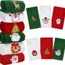 12 Pack Christmas Hand Towels - 12 x 18 Inch, 100% Cotton, 3 Colors, Christmas Pattern Decorative Gift Set