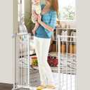34" Extra Tall Baby Gate for Stairs, Auto Close Stroller Friendly Dog Gate Indoor for Doorways, Pressure Mounted 29"-45" Wide Baby Gate, Easy Walk Through Gate for Children & Pets, White