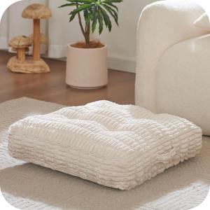 Floor Pillow Cushion for Adults, Meditation Cushion Pillow, Large Square Floor Sitting, for Tatami Living Room or Yoga, 22x22 Inch (4" Thick(Pack of 1), Beige)