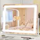 HNV Vanity Mirror with Lights – 22" x17 Large Lighted Makeup Mirror, Dimmable 3-Color LED, Touch Screen, 360° Rotation for Desk/Bedroom (White)​
